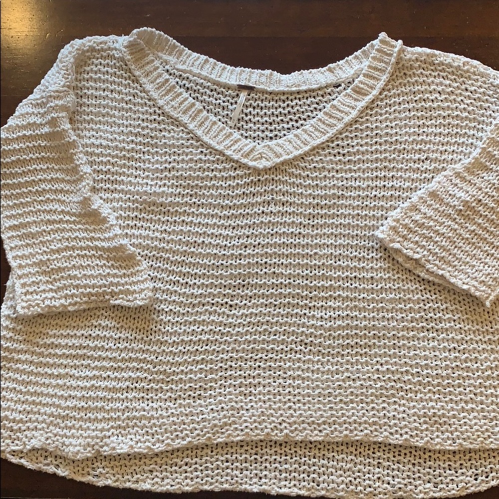 Free People Boho Cream Open Weave Sweater, SzM